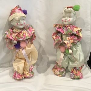 Porcelain clowns. Made in Italy.Italian Stands. Vintage
